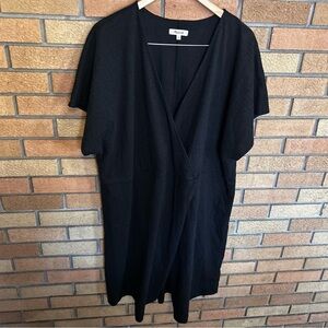 Madewell Black V-Neck Faux Wrap Dolman Sleeve Midi Dress Size 3X M9235